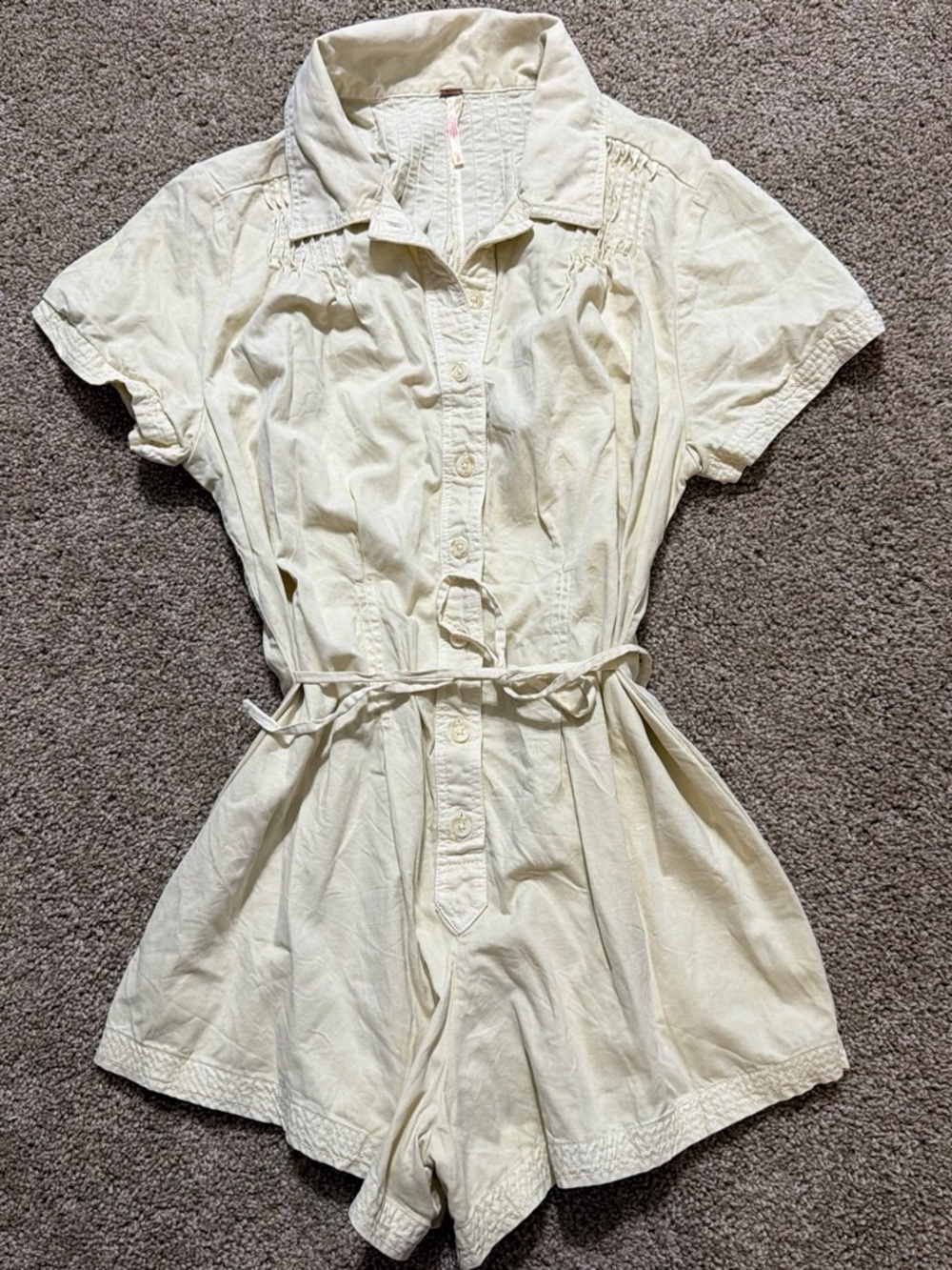 Free People - Butter Yellow One-Piece Romper with Belt
